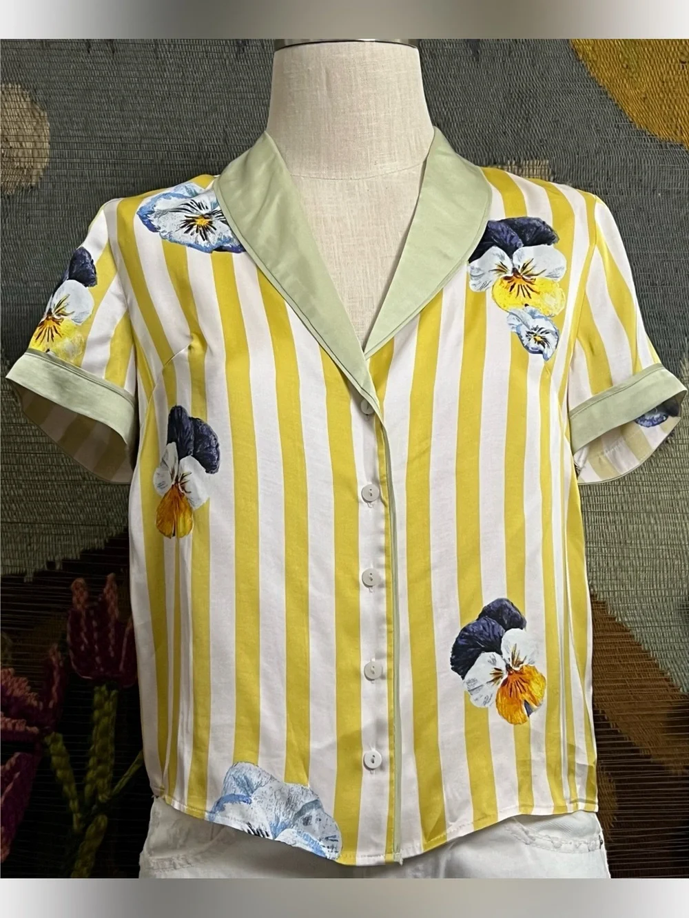 Anthropologie Lyrebird Pajama Shirt XXS